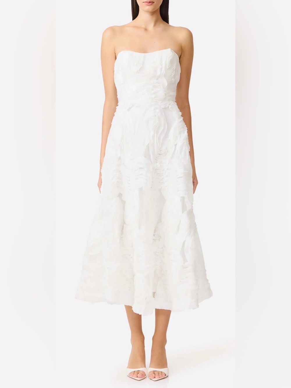 NEW Elliatt Asha 3-D Lace Strapless midi white dress sz XXL
